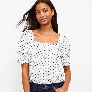 LOFT Flocked Dots Blouse L